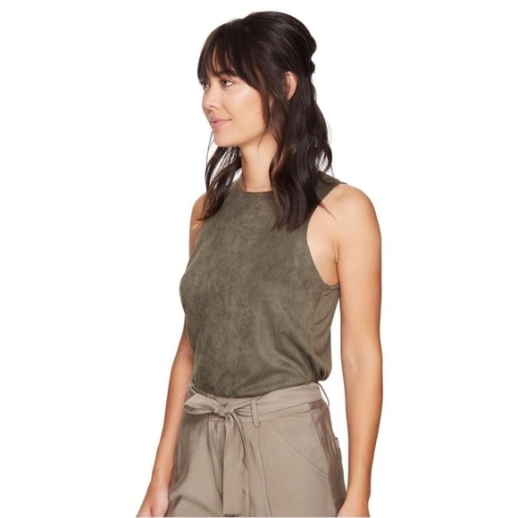 BISHOP + YOUNG Paulina Faux Suede Olive Tank Top - Picture 2 of 8